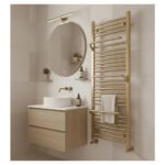 Sèche-serviettes électrique – 120 x 50 cm – Doré brossé – 400W - Avec thermostat connecté - SUDO