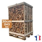 J'ENVOIE DU BOIS - Bois de Chauffage 30cm - Palette de 2m3 - 3 Stères de Bûches Extra sèches (étuvées) - Poêle, Insert cheminée, Brasero - Bois durs