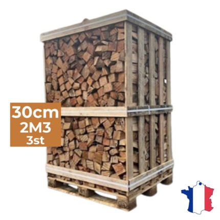 J'ENVOIE DU BOIS - Bois de Chauffage 30cm - Palette de 2m3 - 3 Stères de Bûches Extra sèches (étuvées) - Poêle, Insert cheminée, Brasero - Bois durs