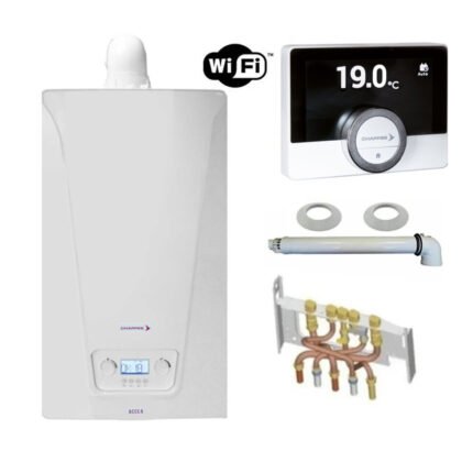 Chaudière Gaz Murale Condensation Accea Chappée 25 kW Complète (Ventouse + Douilles + Dosseret) avec Thermostat Connecté