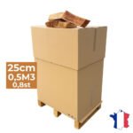 J'ENVOIE DU BOIS - Bois de Chauffage 25cm - Palette de 0,5m3 - Bûches Extra sèches (étuvées) - Poêle, Insert cheminée, brasero - Mélange Bois durs