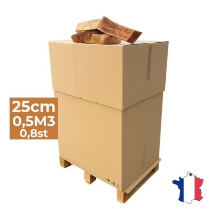 J'ENVOIE DU BOIS - Bois de Chauffage 25cm - Palette de 0,5m3 - Bûches Extra sèches (étuvées) - Poêle, Insert cheminée, brasero - Mélange Bois durs