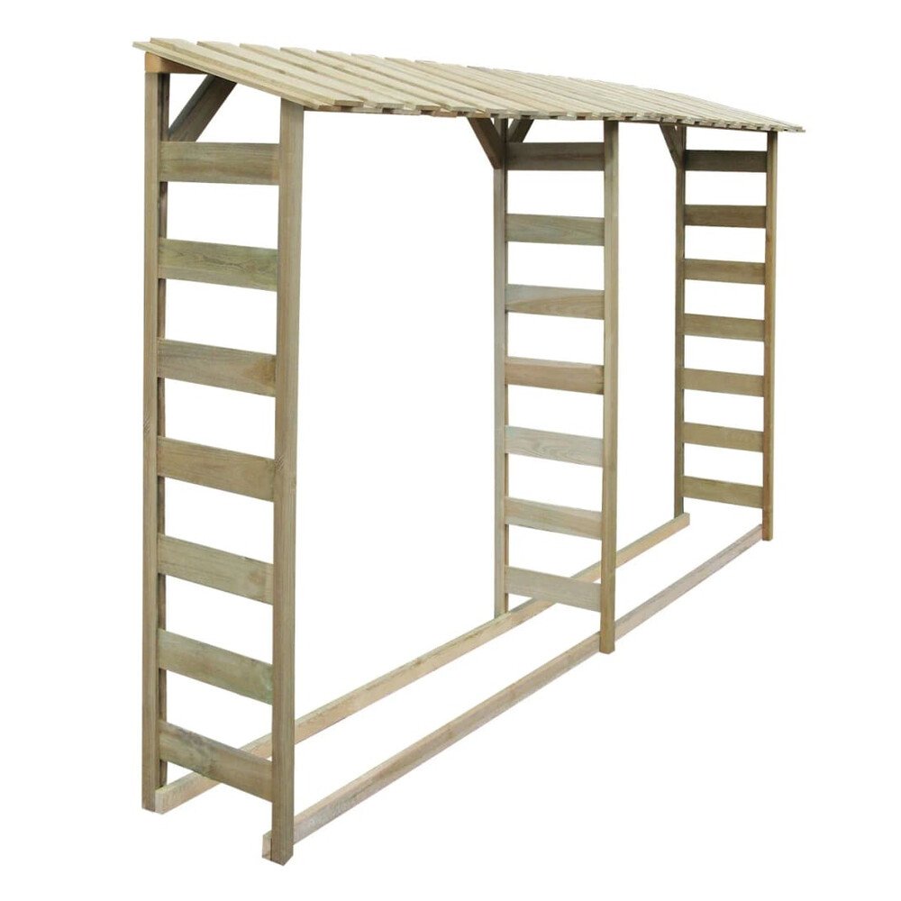 media-80 Double abri de stockage du bois en pin imprégné pour le jardin, 300 × 44 × 176 cm – Image 1