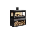 Poêle à bois raccordable 3 vitres avec bûcher – FIREMATIC Calgary – L 13.5 kW – Image 9